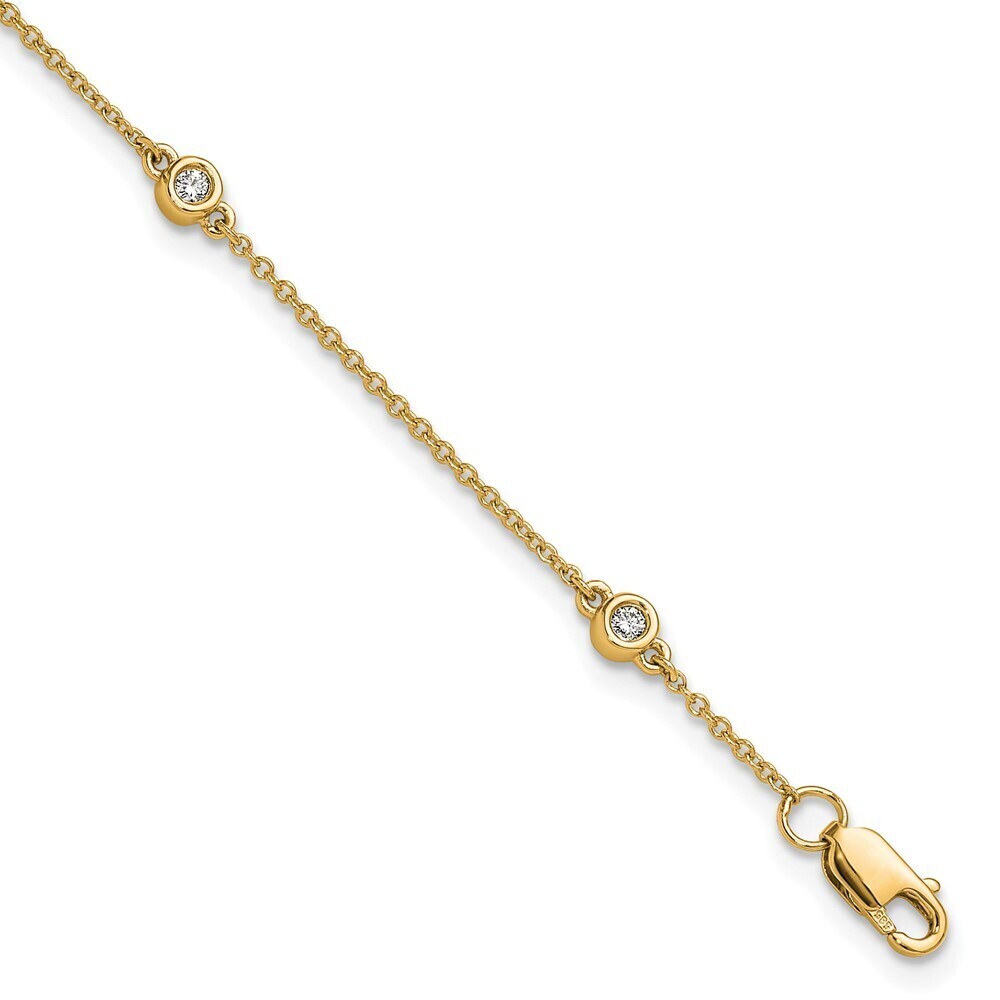 14k Yellow Gold Diamond Station Cable Bracelet